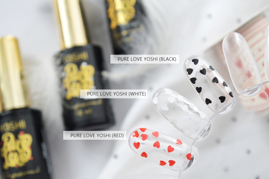 pure love yoshi serca na paznokciach czerwone czarne białe